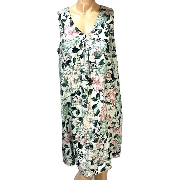 J. Jill Dresses & Skirts - J. Jill Love Linen Dress Size L Large Pockets Knee Length Sleeveless Floral